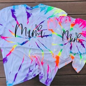 Mama Short Sleeve Tie-Dye Tee - White Multicolor